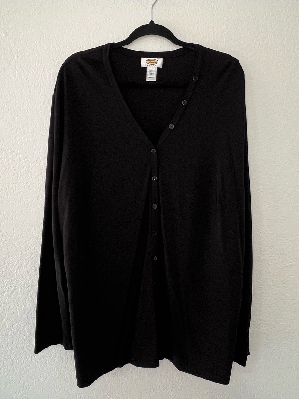 VTG‎ Talbots Women’s Plus Size 3X Black Button Up V Neck Blouse Cardigan Top